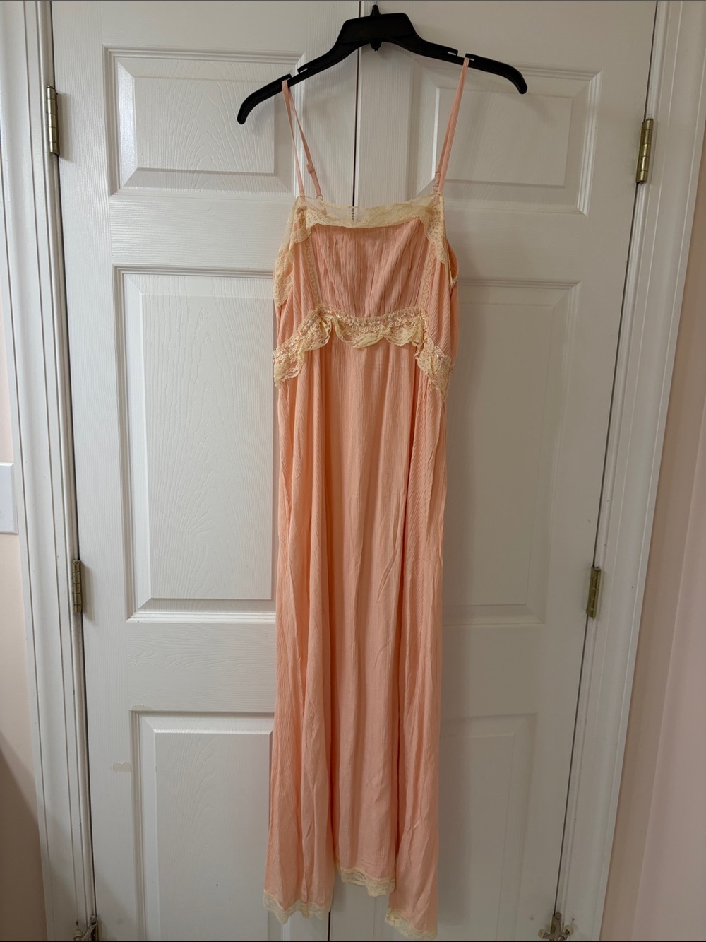 Miss Selfridge Peach Nightdress with Cream Lace Detailing